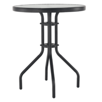 Jedálenský stôl, čiena oceľ/tvrdené sklo, priemer 60 cm, BORGEN TYP 1