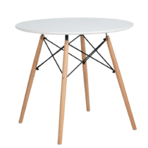 Jedálenský stôl, biela matná/buk, priemer 120 cm, DEMIN
