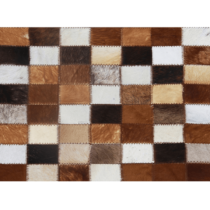 Luxusný kožený koberec,  hnedá/čierna/biela, patchwork, 168x240, KOŽA TYP 3