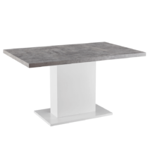 Jedálenský stôl, betón/biela extra vysoký lesk, 138x90 cm, KAZMA
