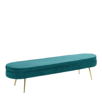 Luxusná lavica, smaragdová Velvet látka/chróm zlatý, štýl Art-deco, NOBLIN TYP 2