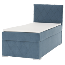 Boxspringová posteľ, jednolôžko, modrá, 90x200, pravá, PAXTON