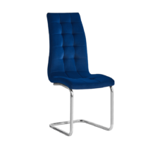 Jedálenská stolička, modrá Velvet látka/chróm, SALOMA NEW