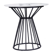 Jedálenský stôl, biela/čierna, priemer 70 cm, TEGAN