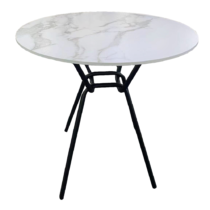 Jedálenský stôl, biela/čierna, 80 cm, TEON